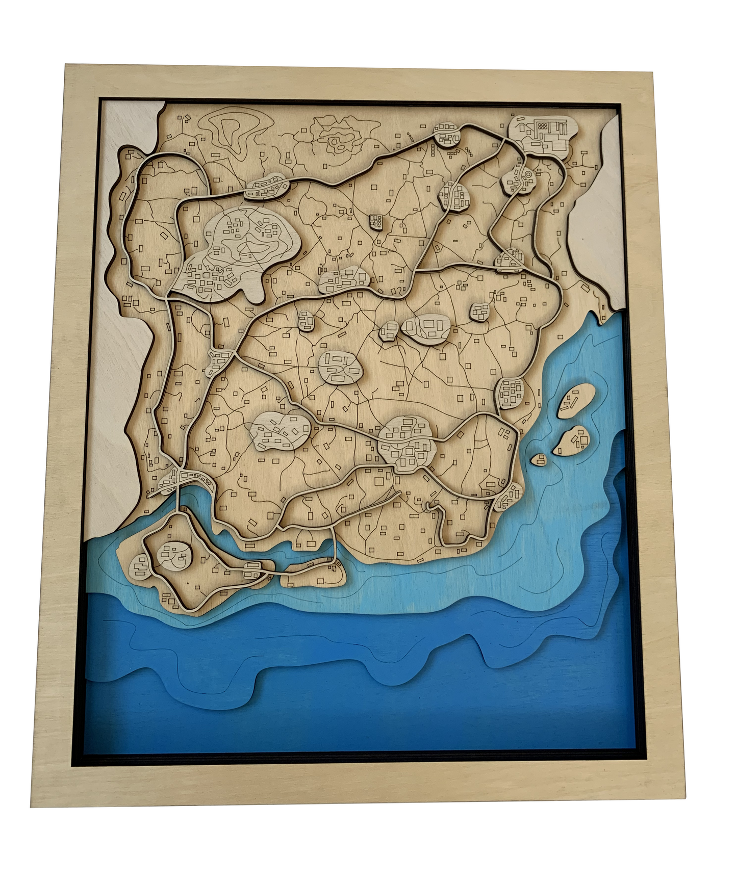 Wooden Map for PUBG Gamers | Map of Miramar | Must-have gaming wall sculpture decor