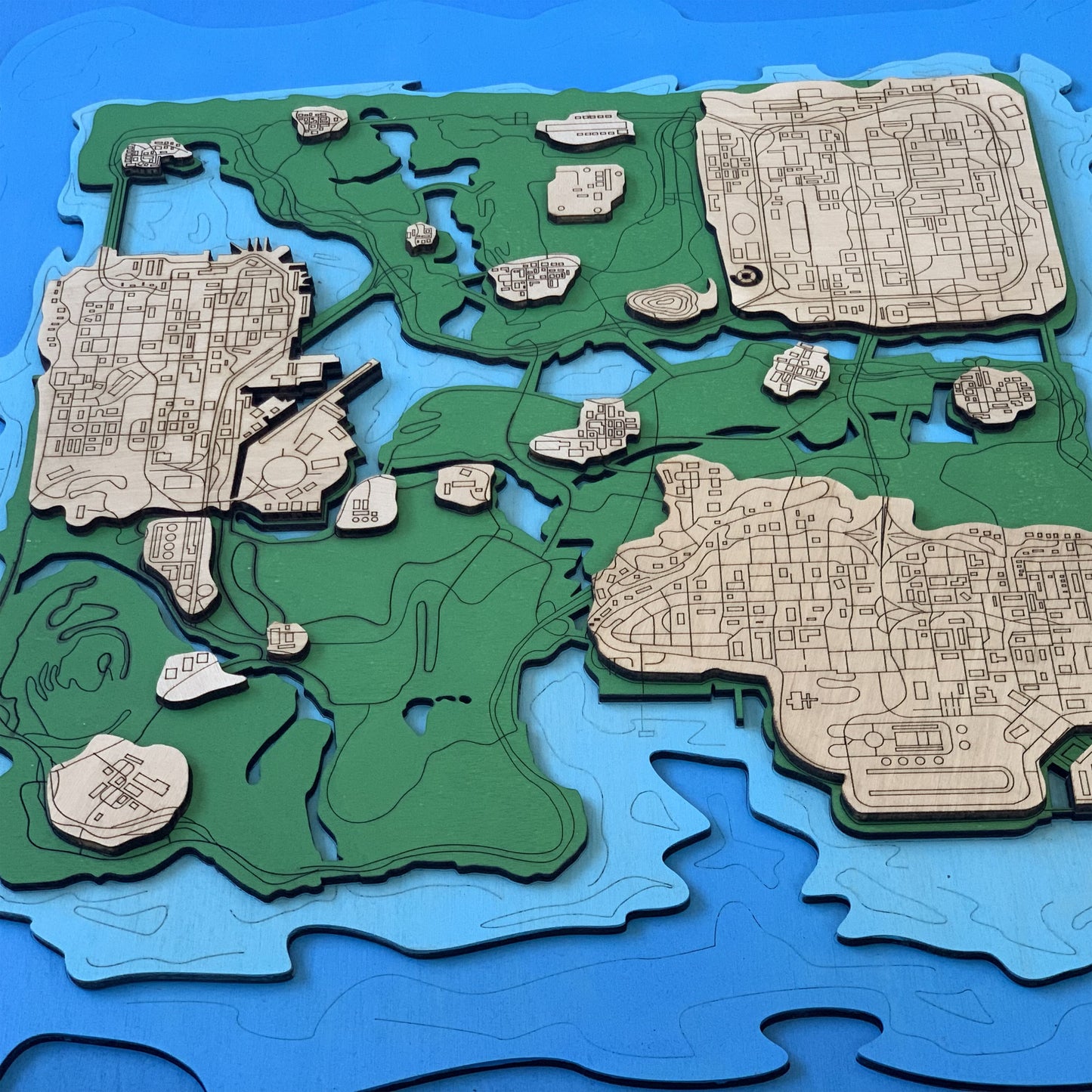 Wooden Map for GTA - San Andreas Gamers | Must-have gaming wall sculpture decor