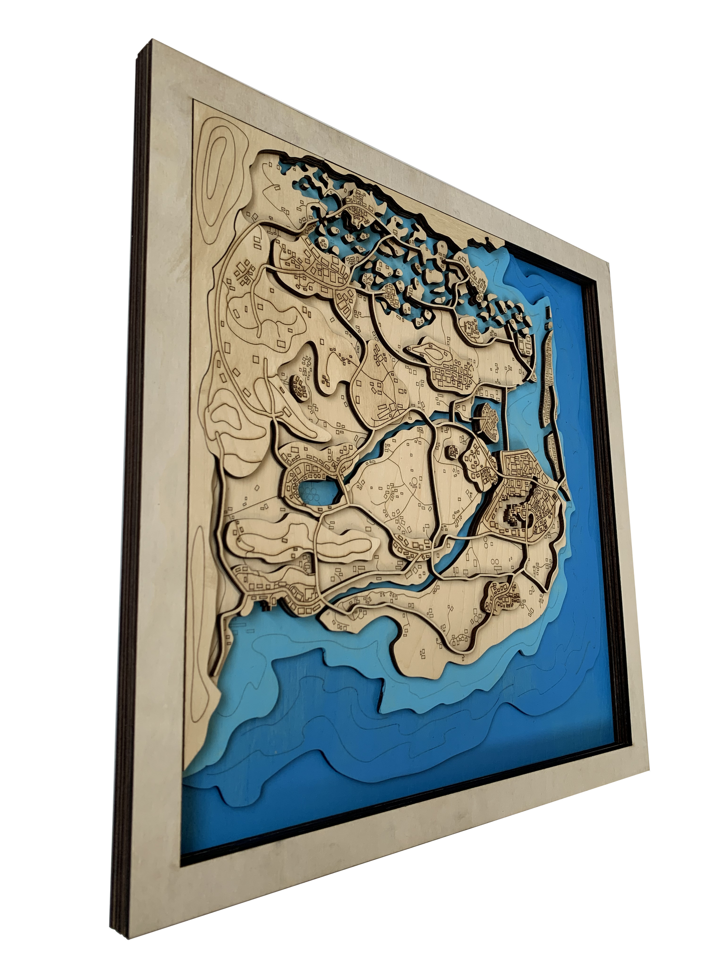 Wooden Map for PUBG Gamers | Map of Deston | Must-have gaming wall sculpture decor