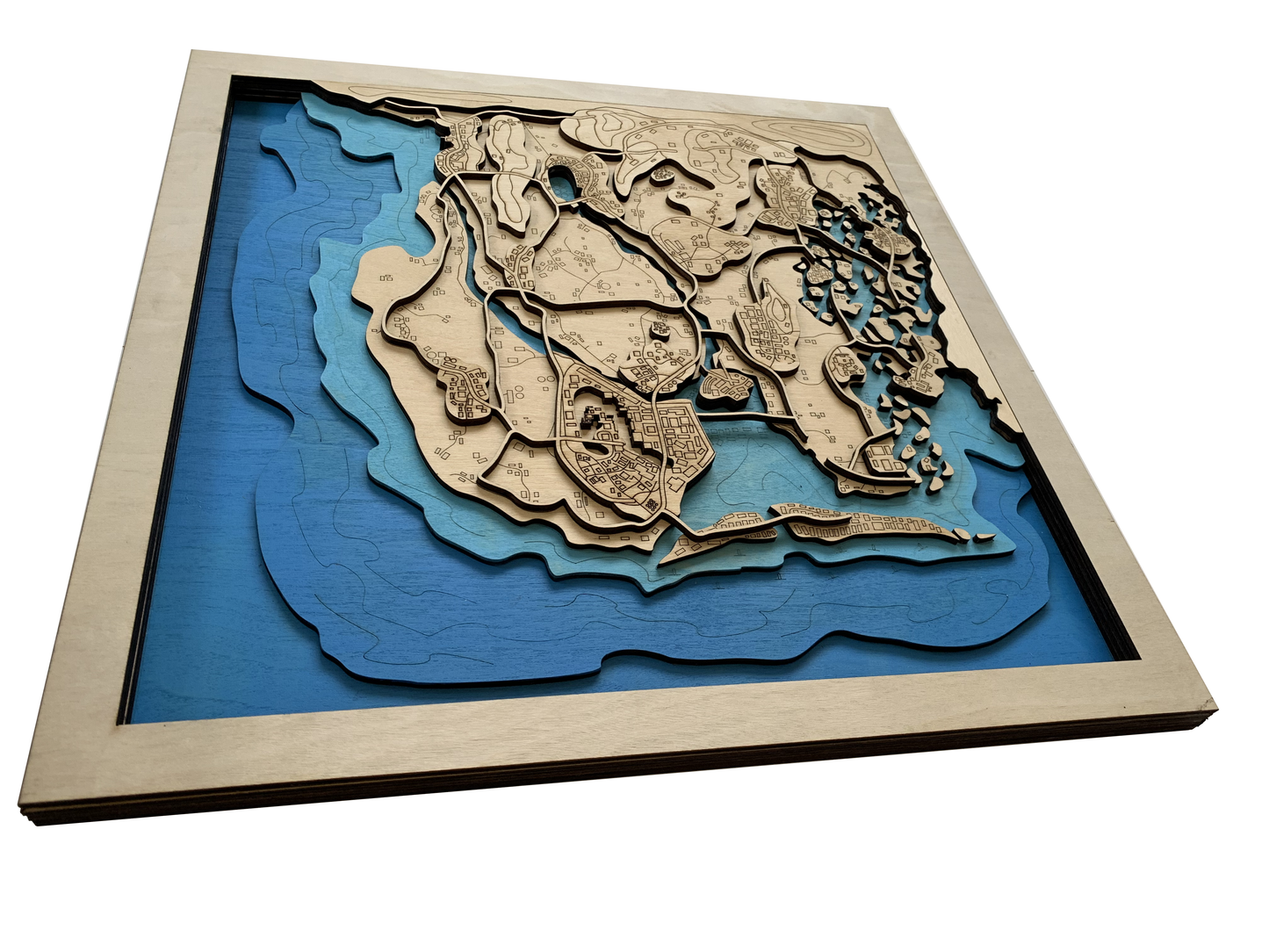 Wooden Map for PUBG Gamers | Map of Deston | Must-have gaming wall sculpture decor