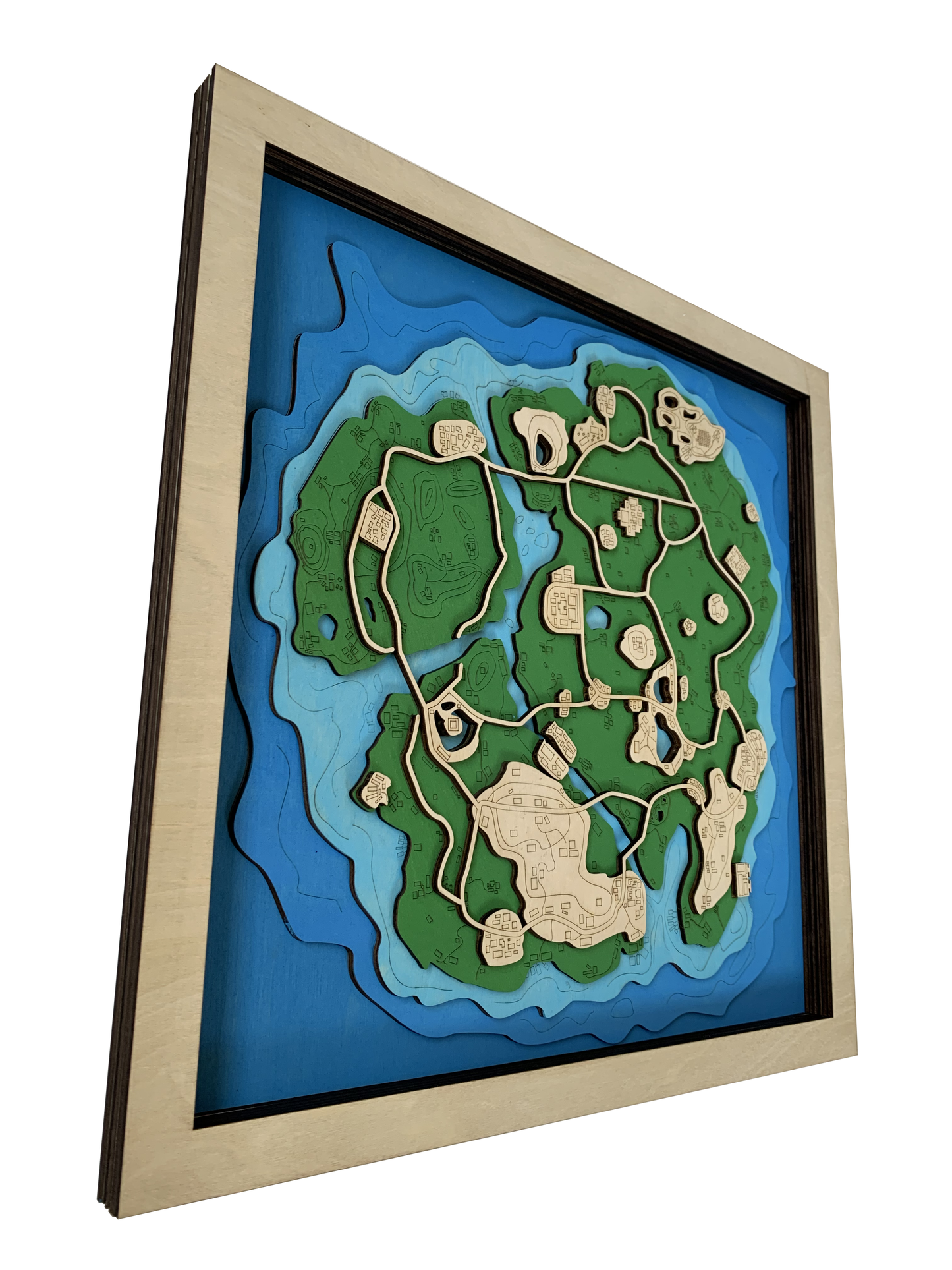 Wooden Map for PUBG Gamers | Map of Sanhok | Must-have gaming wall sculpture decor