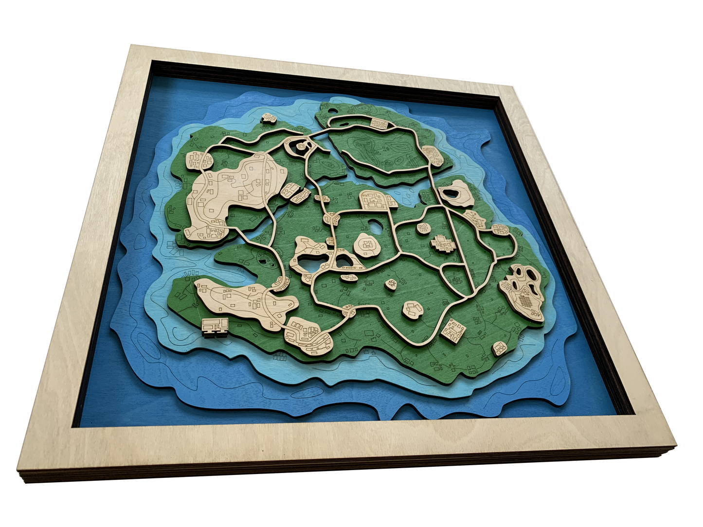 Wooden Map for PUBG Gamers | Map of Sanhok | Must-have gaming wall sculpture decor