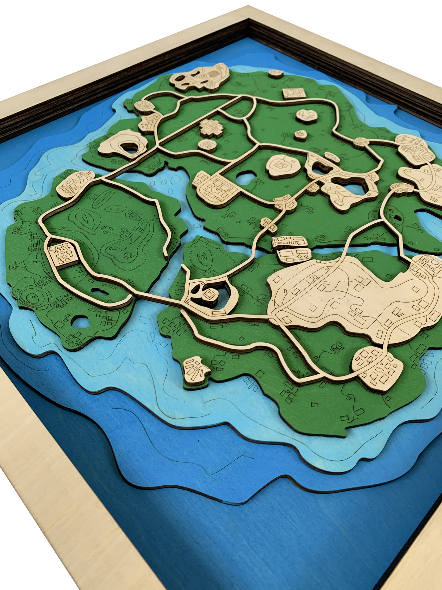 Wooden Map for PUBG Gamers | Map of Sanhok | Must-have gaming wall sculpture decor