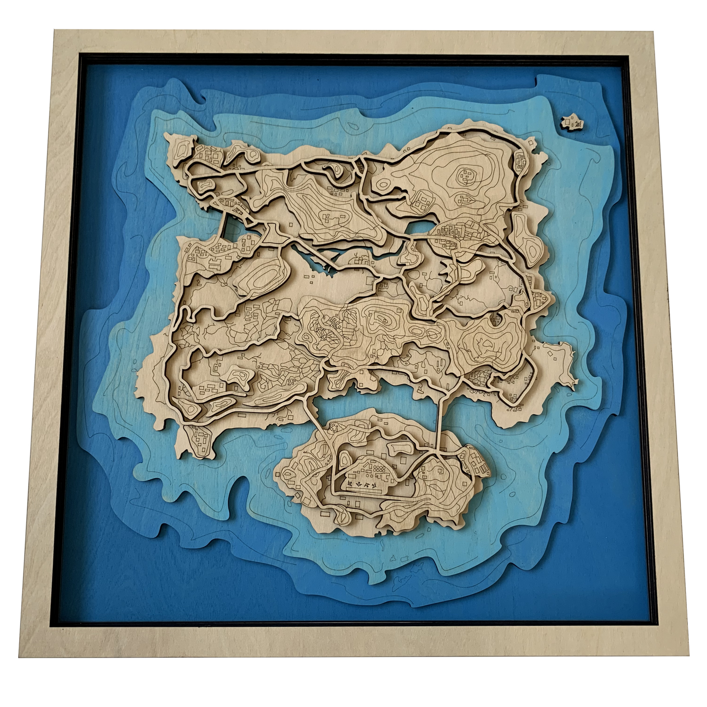 Wooden Map for PUBG Gamers | Map of Erangel | Must-have gaming wall sculpture decor