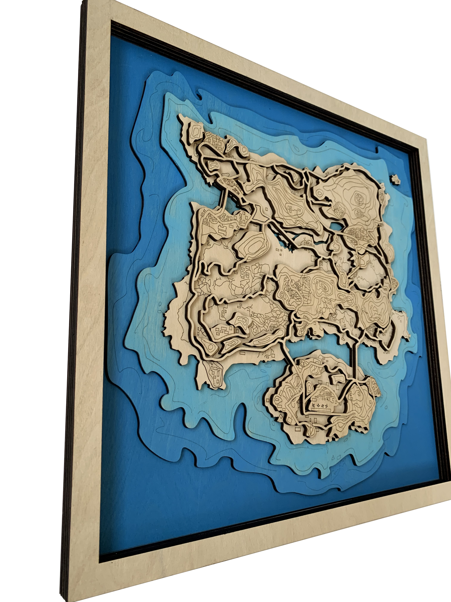 Wooden Map for PUBG Gamers | Map of Erangel | Must-have gaming wall sculpture decor