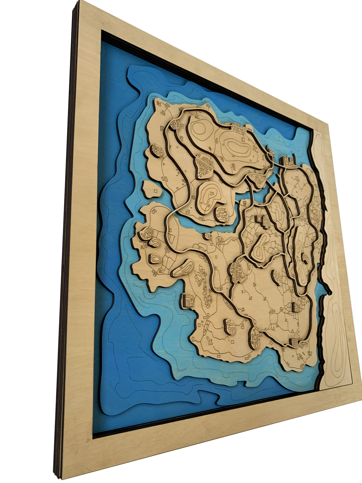 Wooden Map for PUBG Gamers | Map of Taego |  Must-have gaming wall sculpture decor