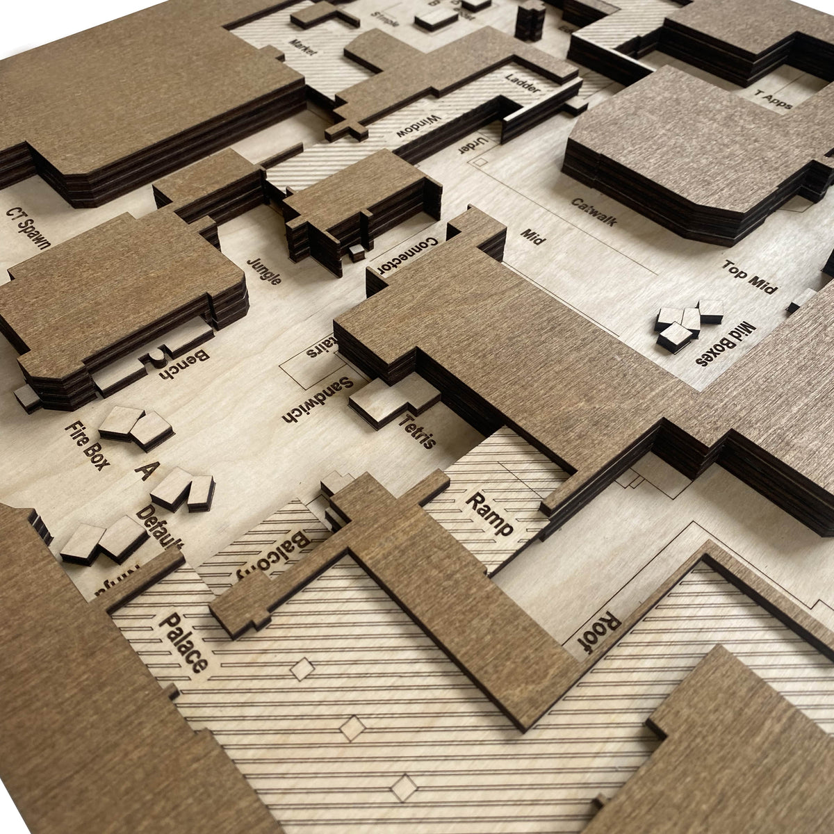 Counter-Strike 2 - 3D Wooden Map "Mirage" for Gamers CS2, Gaming Room Art, Gamer Gift