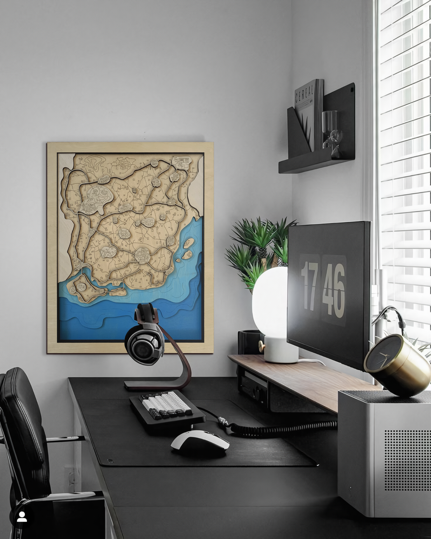 Wooden Map for PUBG Gamers | Map of Miramar | Must-have gaming wall sculpture decor