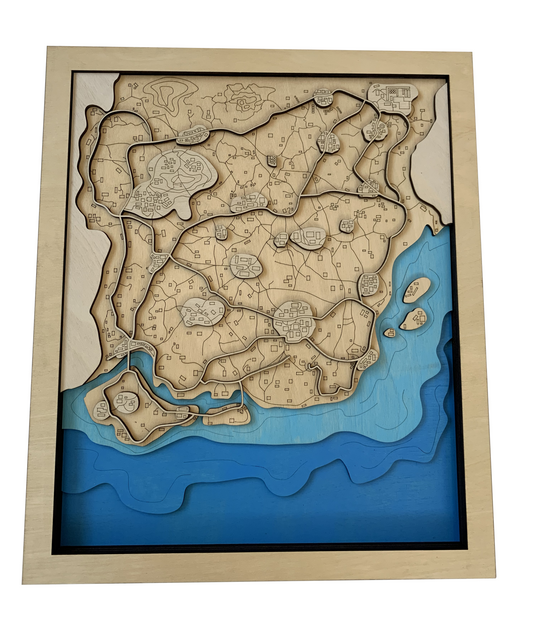 Wooden Map for PUBG Gamers | Map of Miramar |  Must-have gaming wall sculpture decor