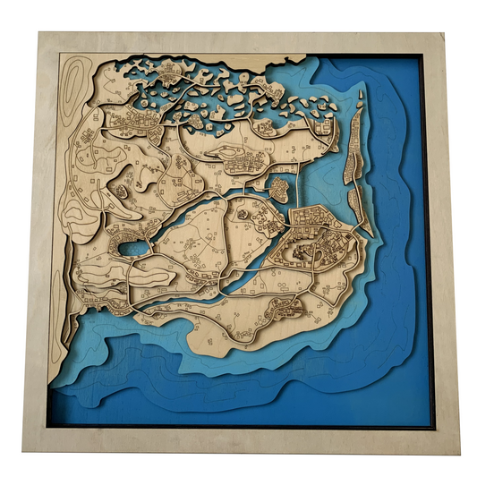 Wooden Map for PUBG Gamers | Map of Deston |  Must-have gaming wall sculpture decor