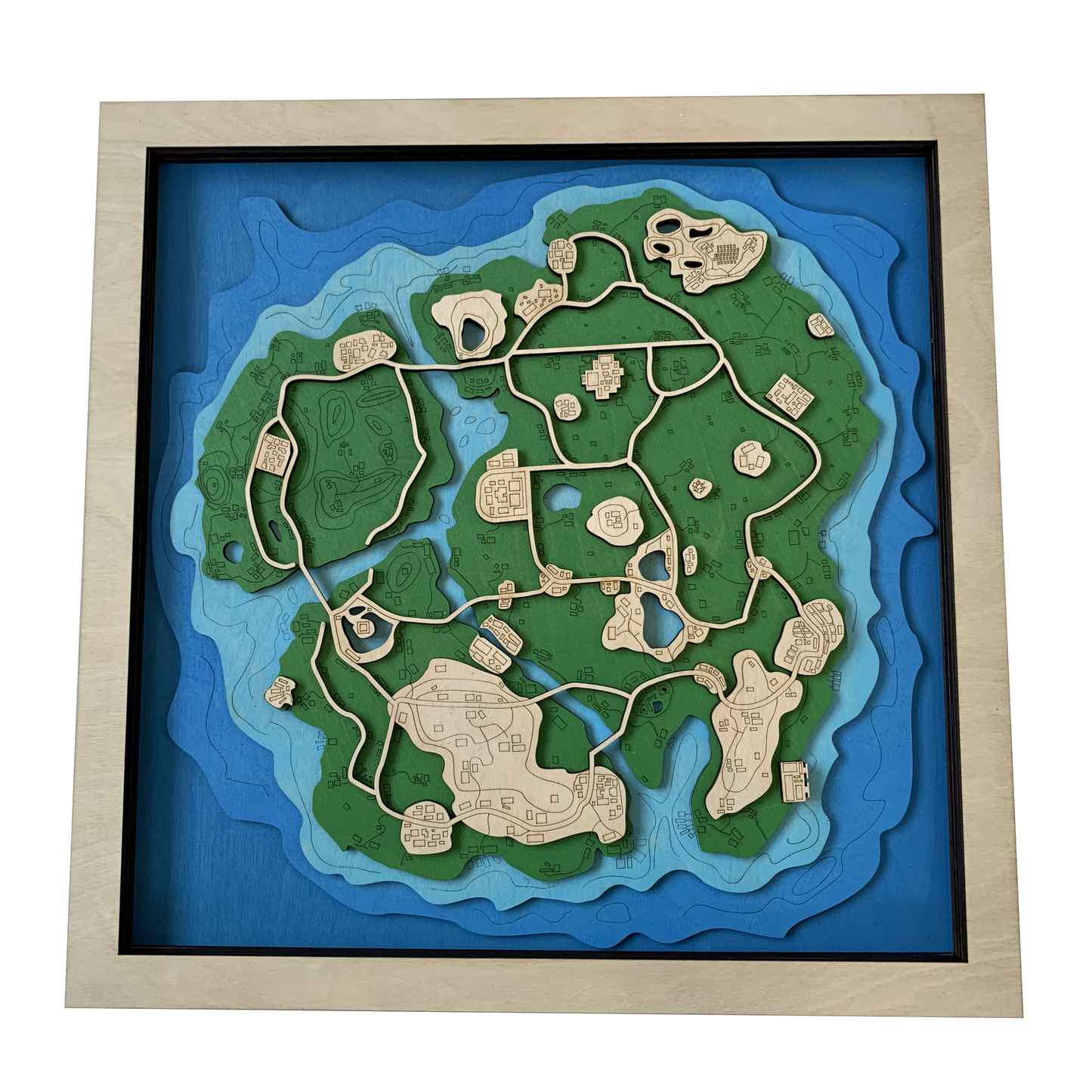 Wooden Map for PUBG Gamers | Map of Sanhok |  Must-have gaming wall sculpture decor