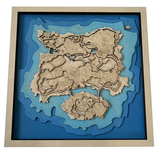 Wooden Map for PUBG Gamers | Map of Erangel |  Must-have gaming wall sculpture decor