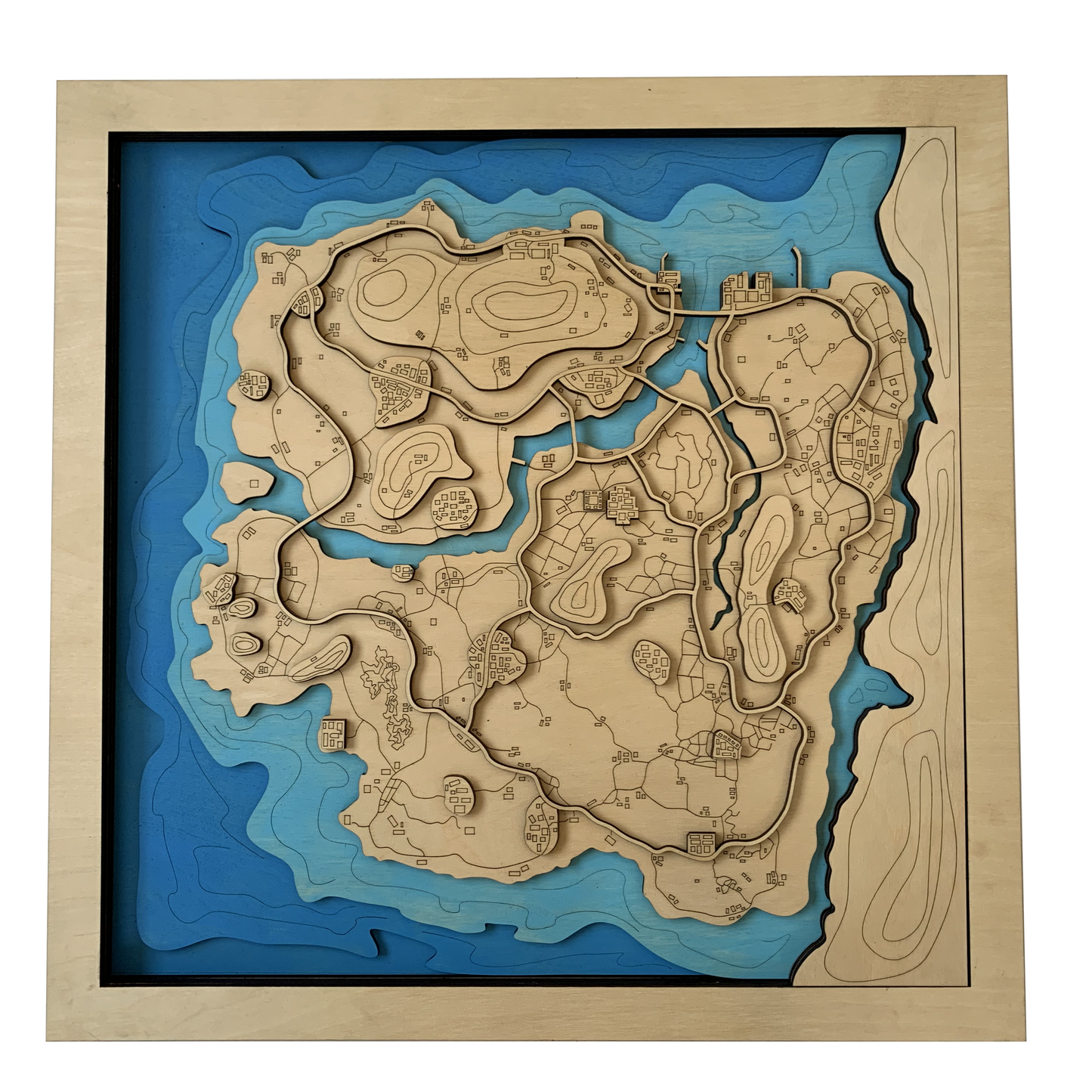 Wooden Map for PUBG Gamers | Map of Taego |  Must-have gaming wall sculpture decor