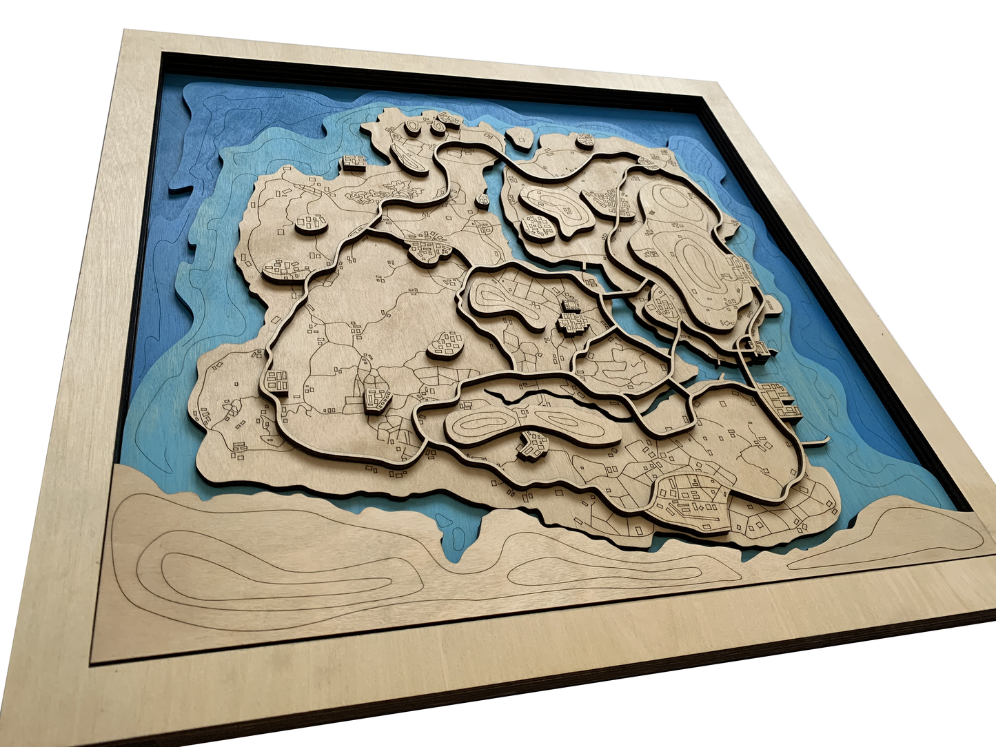 Wooden Map for PUBG Gamers | Map of Taego |  Must-have gaming wall sculpture decor